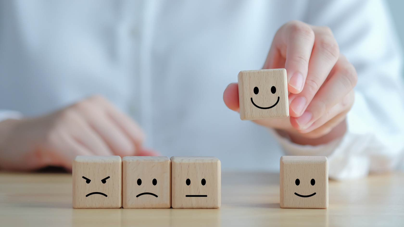 Wooden Stacking blocks with emotion faces on them